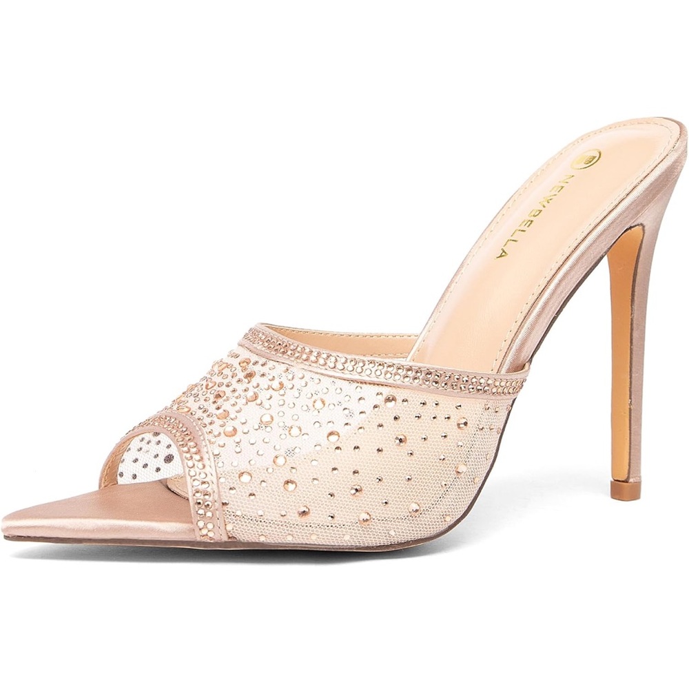 New BELLA Elegant Beige Embellished Stiletto Heels